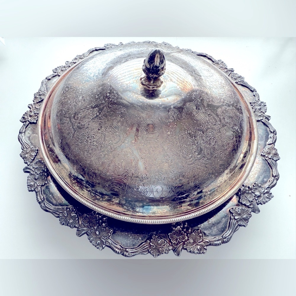 3 Pcs Elegant Silver Plated Serving Dish with Lid